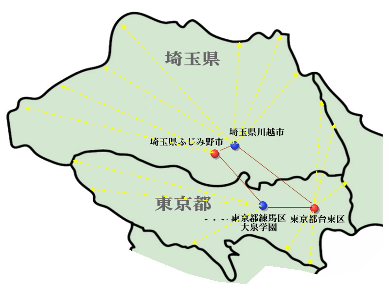 遺品整理 ゴフォワードの営業エリア